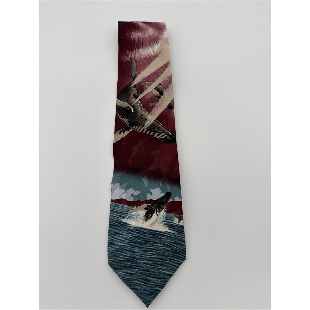 Endangered Species Humpback Whales Neck Tie 'Breeching The Sky'‎ 100% Silk Mens